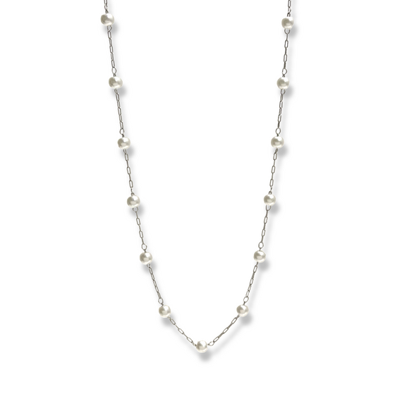 Dainty Pearl x Paperclip Chain