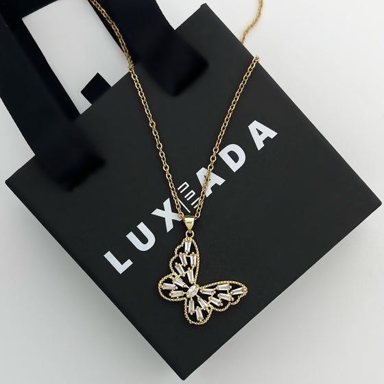 Transparent Butterfly Pendant Necklace