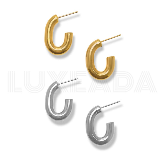 Chunky Oval Hoops Gold Silver